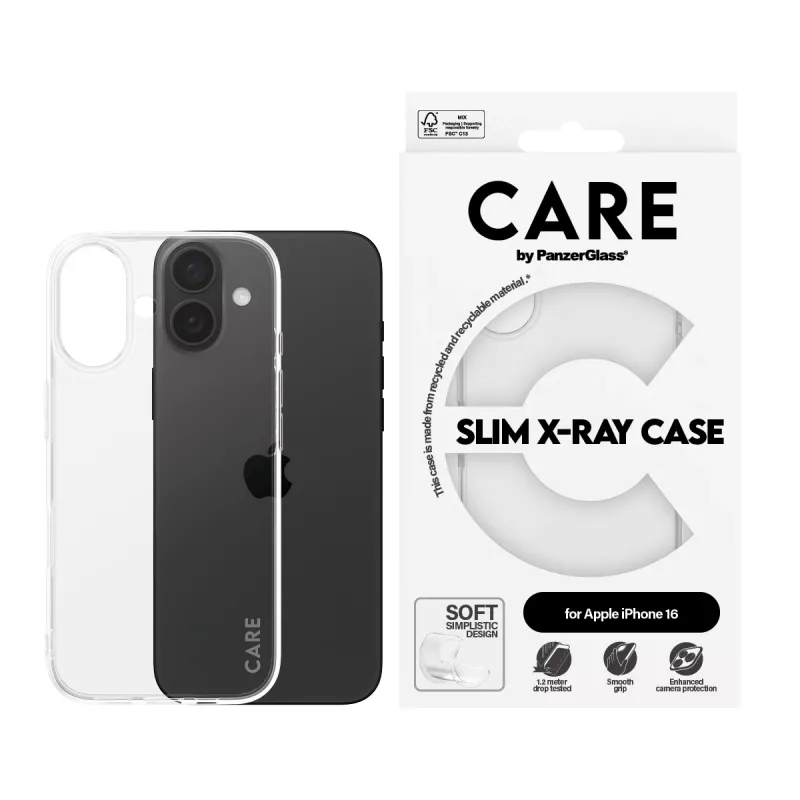 Funda PanzerGlass CARE™ by ® X-Ray para iPhone 16, funda, Apple, Apple - iPhone 16, transparente