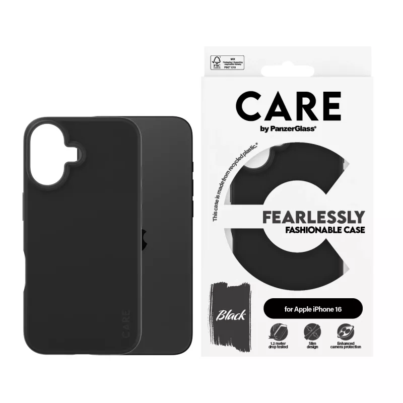 Funda PanzerGlass CARE by modische funda negra iPhone 16 transparente
