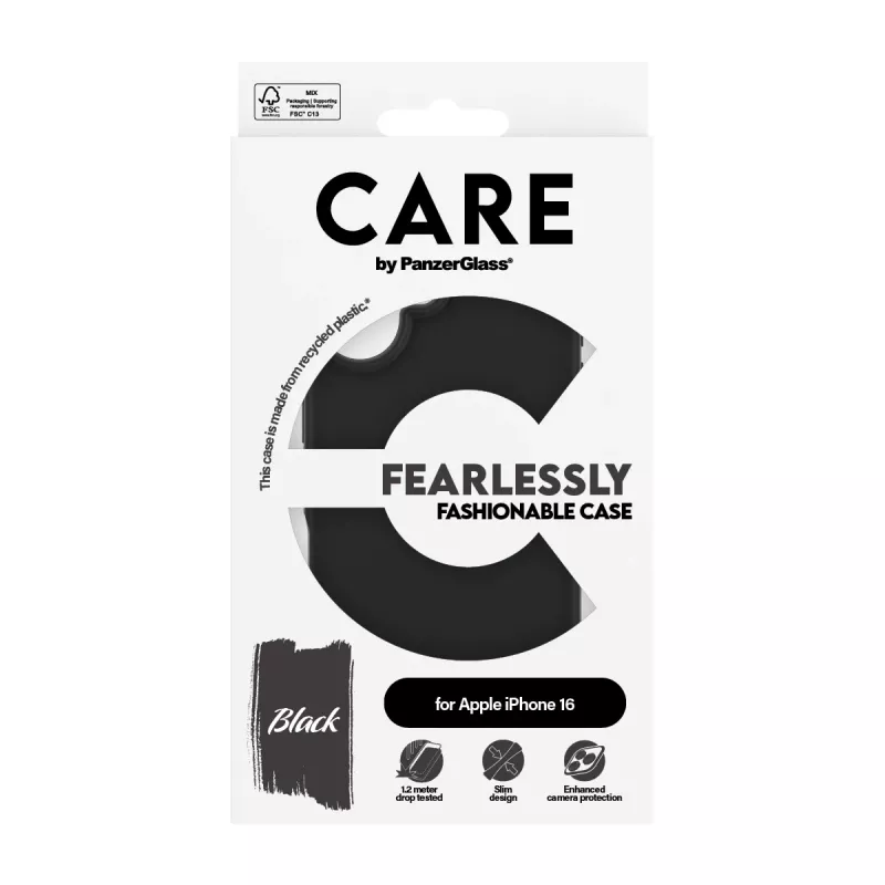 Funda PanzerGlass CARE by modische funda negra iPhone 16 transparente