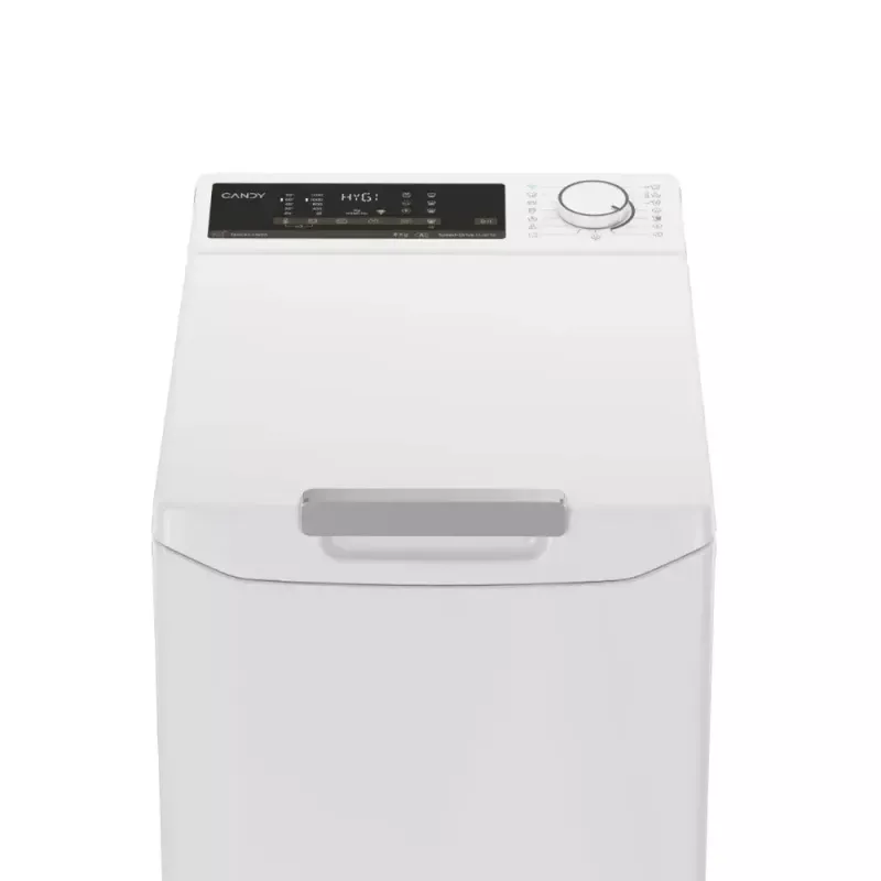 Lavadora de carga superior CANDY TCA284TM5-S — 8 kg, 1200 rpm, clase de eficiencia energética A, 410×600×860 mm, blanca