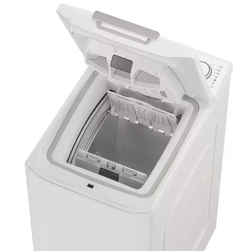 Lavadora de carga superior CANDY TCA284TM5-S — 8 kg, 1200 rpm, clase de eficiencia energética A, 410×600×860 mm, blanca
