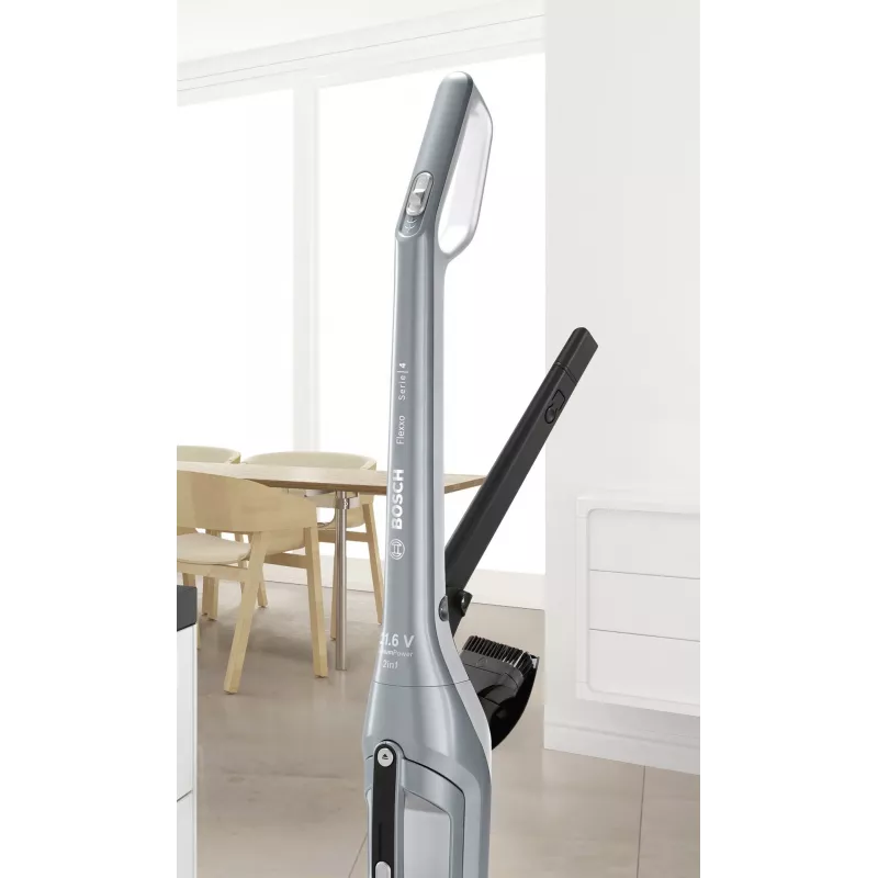 Aspirador escoba Bosch BCH3P210 2 en 1, limpieza en seco, depósito de polvo 0,4 L, inalámbrico + con cable, gris/negro, 3 kg