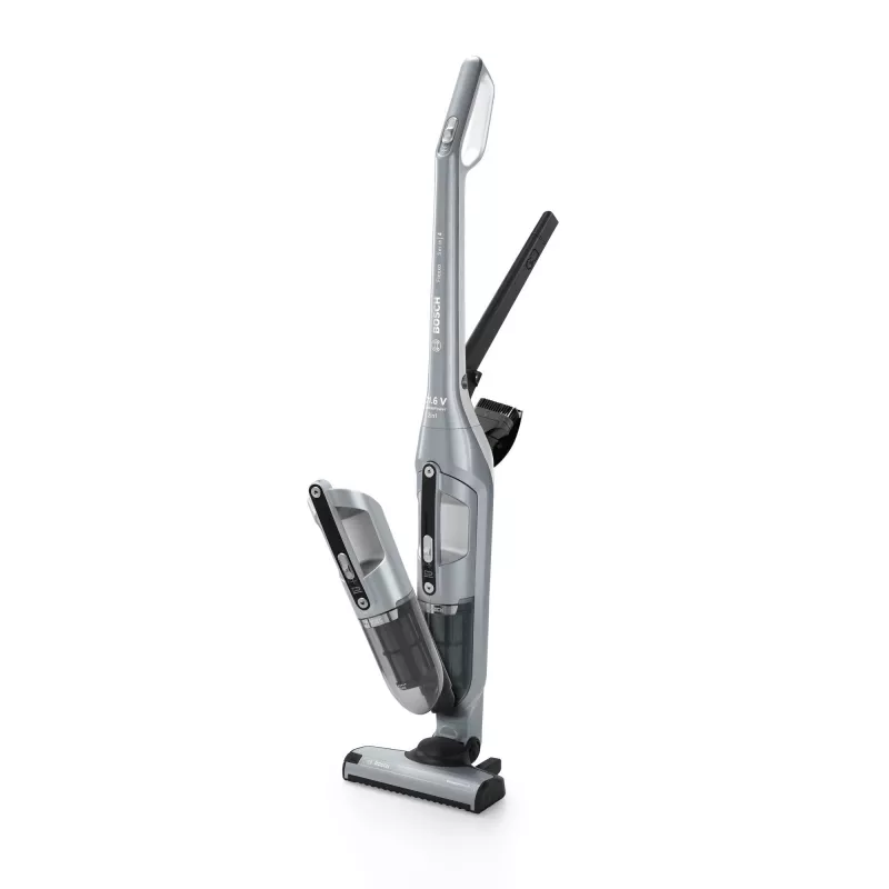 Aspirador escoba Bosch BCH3P210 2 en 1, limpieza en seco, depósito de polvo 0,4 L, inalámbrico + con cable, gris/negro, 3 kg