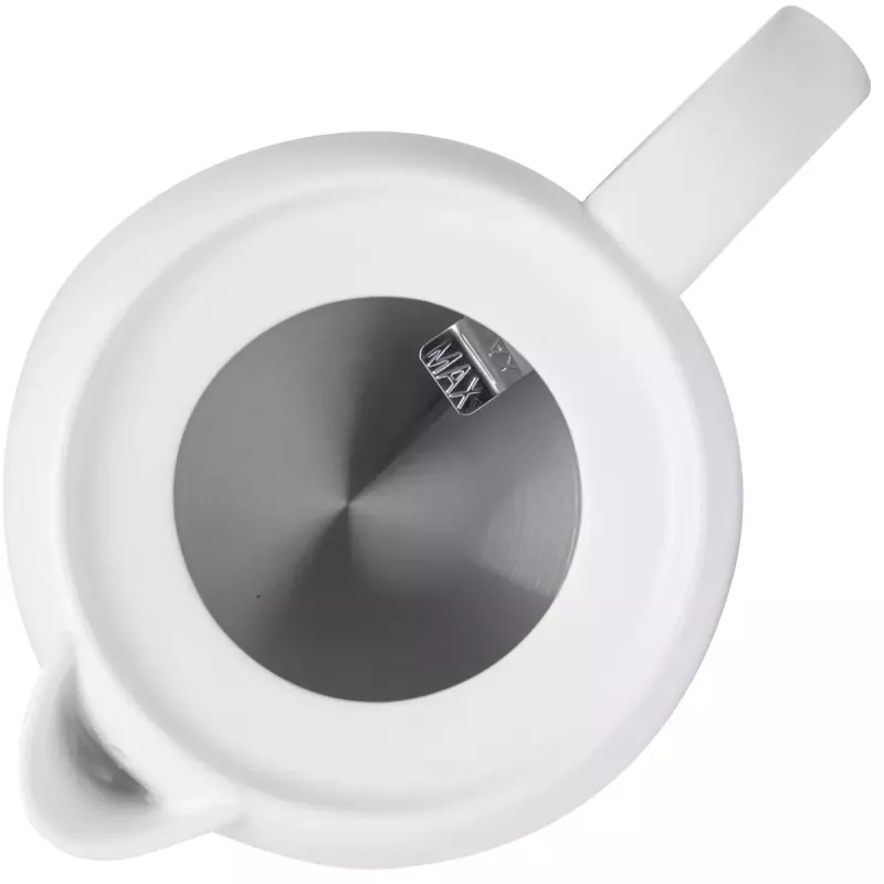 Hervidor eléctrico Adler AD 1304 — 1 L, 1200 W, carcasa de cerámica, tapa abatible, base giratoria 360°, blanco