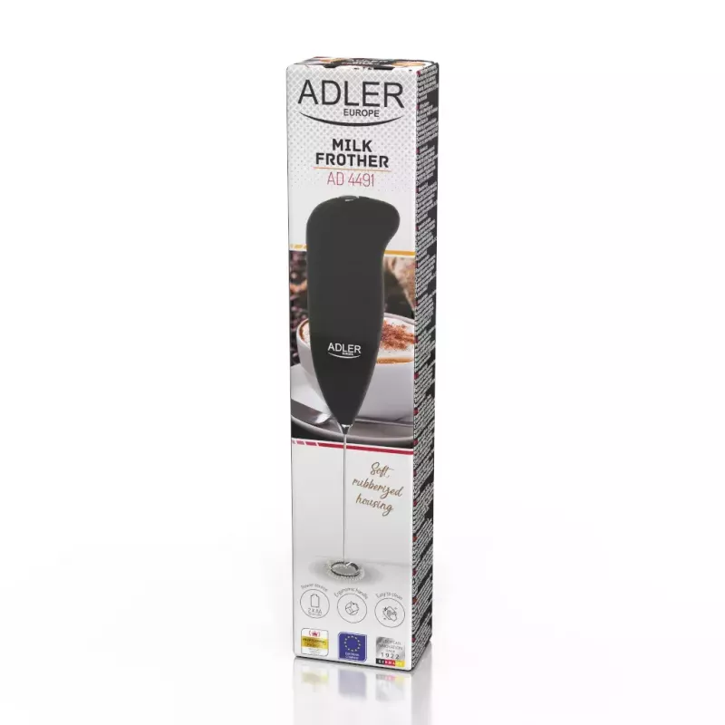Espumador de leche eléctrico de mano Adler AD 4491 batidor de acero inoxidable negro