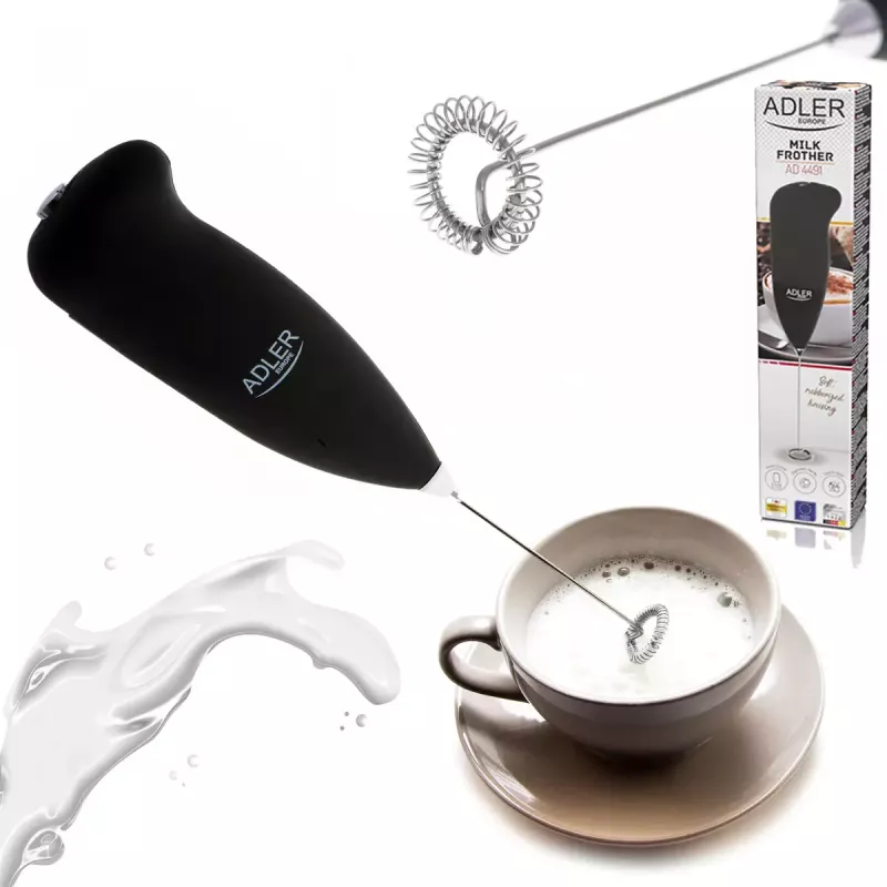 Espumador de leche eléctrico de mano Adler AD 4491 batidor de acero inoxidable negro