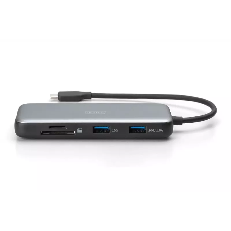 Docking station USB-C DIGITUS, 7 puertos - HDMI / 2x USB-A 3.2 Gen 2 / GbE / SD / MicroSD - 100W USB Power Delivery