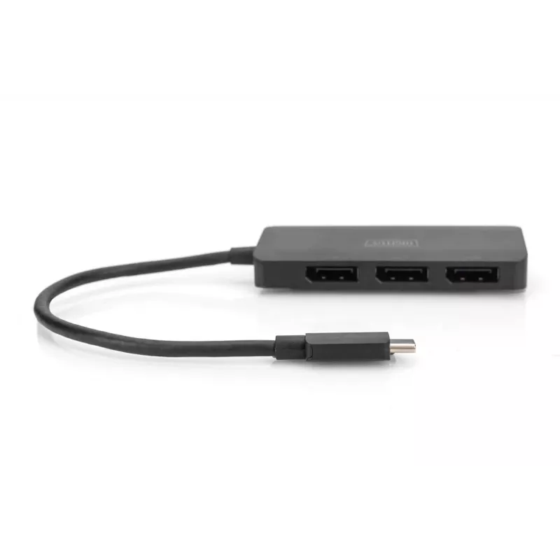 Digitus DS-45334 hub de vídeo MST de 3 puertos, USB-C a 3x DisplayPort, negro