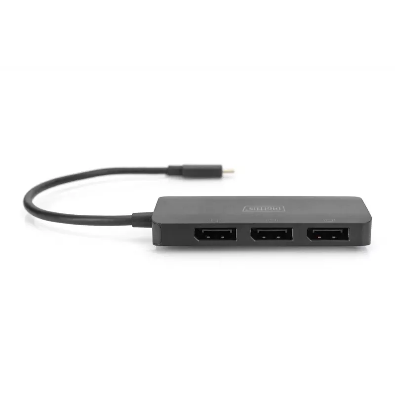 Digitus DS-45334 hub de vídeo MST de 3 puertos, USB-C a 3x DisplayPort, negro