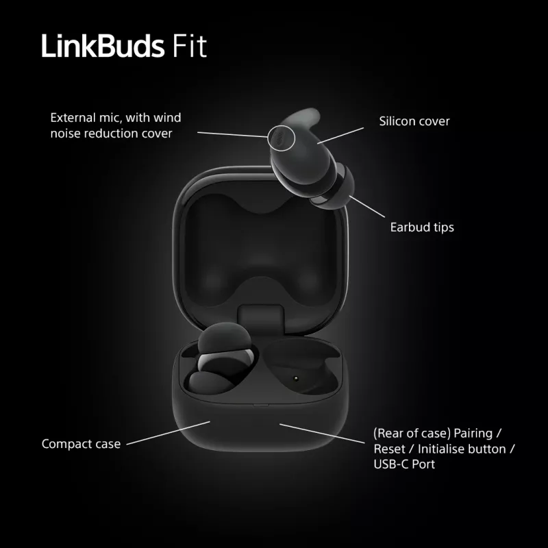 Auriculares inalámbricos In-Ear Sony LinkBuds Fit WFLS910NB — Bluetooth, 20–20000 Hz, 10 m de alcance, 75 g, negro