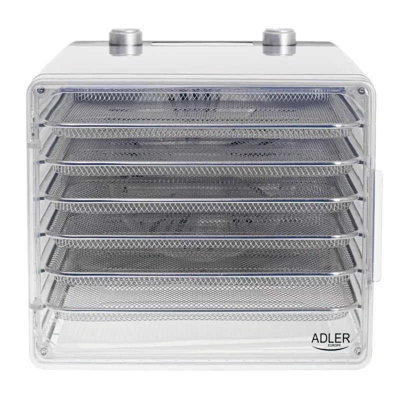 Deshidratador de alimentos Adler AD 6660, 600 W, 6 bandejas, termostato regulable, acero, diseño plegable