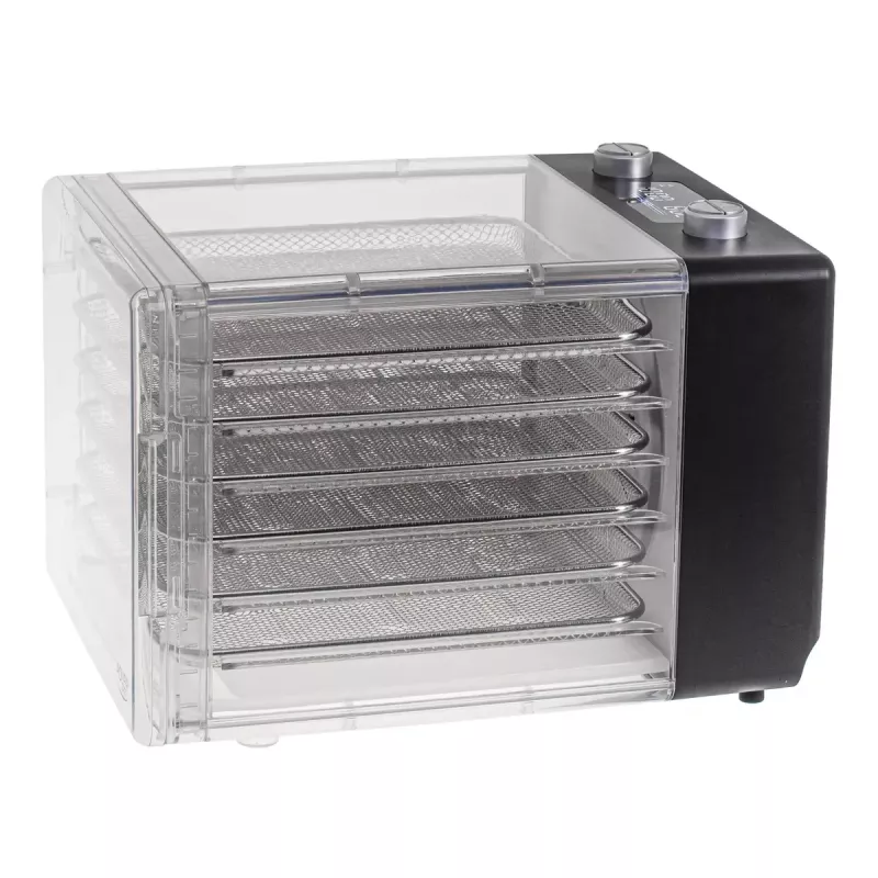 Deshidratador de alimentos Adler AD 6660, 600 W, 6 bandejas, termostato regulable, acero, diseño plegable