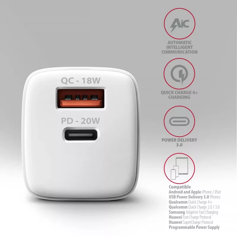 Cargador para dispositivos móviles Axagon ACU-PQ20W universal blanco