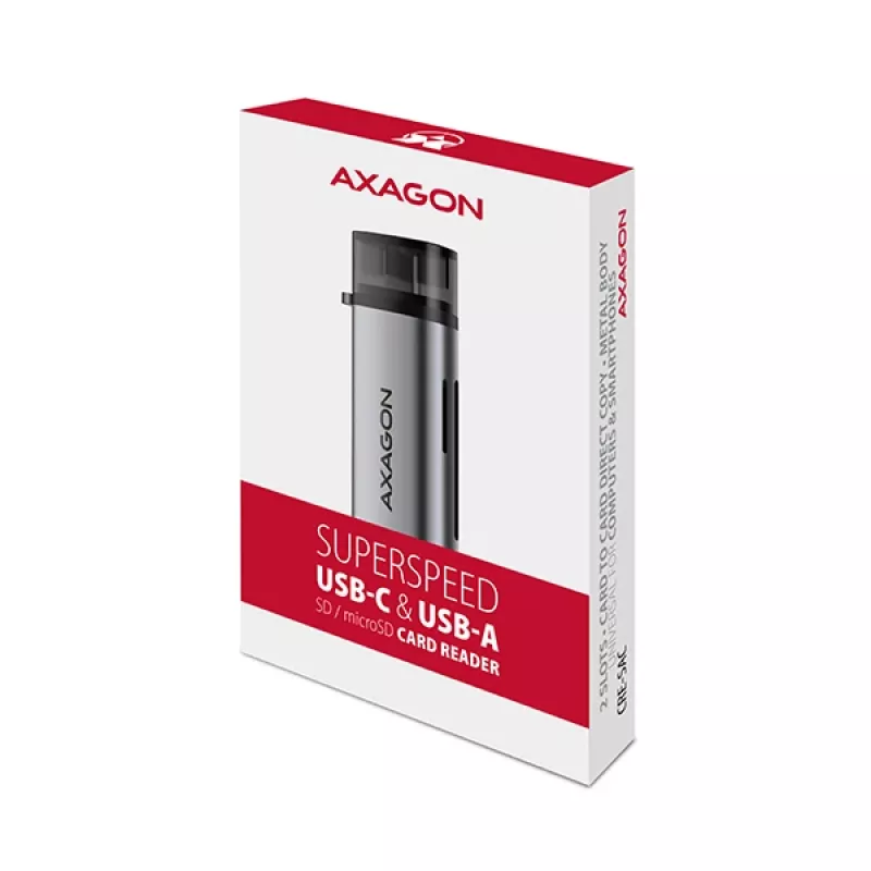 Lector de tarjetas Axagon CRE-SAC SuperSpeed USB-C+USB-A 5 Gbit/s