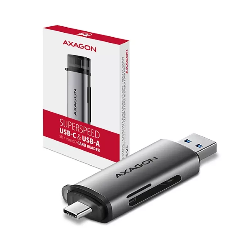 Lector de tarjetas Axagon CRE-SAC SuperSpeed USB-C+USB-A 5 Gbit/s
