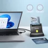 Lector de tarjetas inteligentes/ID de contacto USB universal de sobremesa Axagon con cable USB-A largo. Apto para la aplicación eObanka. Lector de tarjetas inteligentes interior USB 2.0 negro