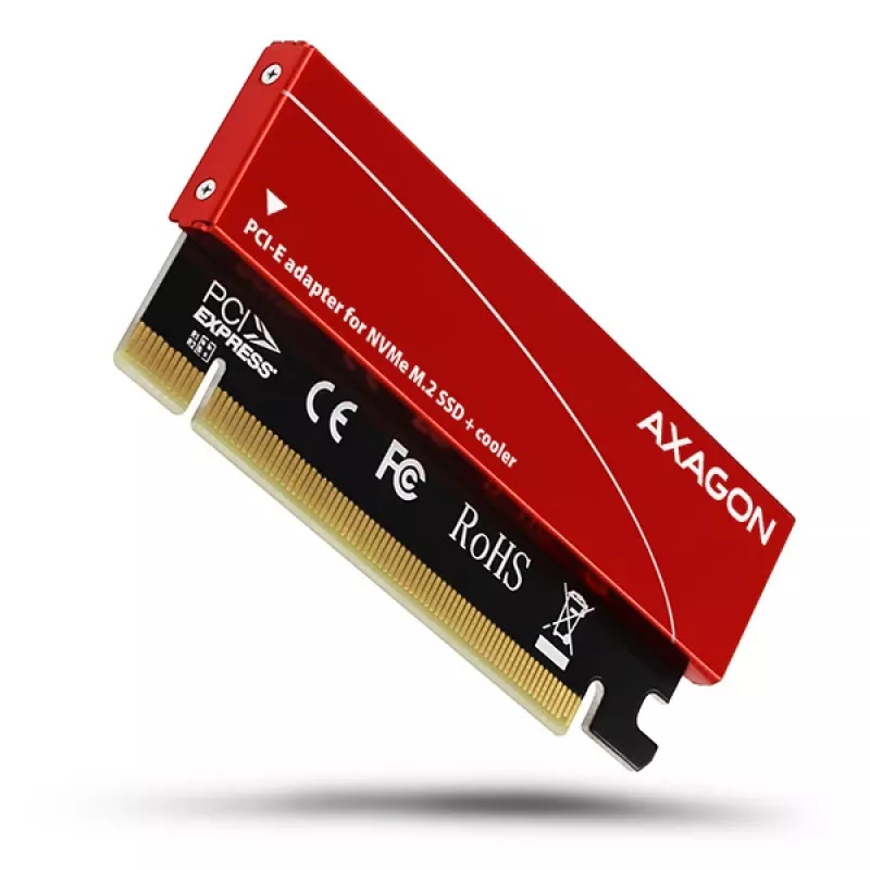 Adaptador Axagon PCEM2-S PCIe x16 - ranura M.2 NVMe M-Key, con disipador de aluminio pasivo