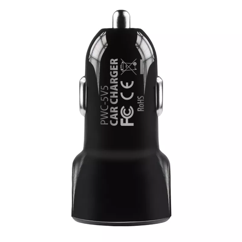 Cargador de coche automático Axagon PWC-5V5 SMART 24W, 2 puertos USB-A, 5V/2,4A + 5V/2,4A