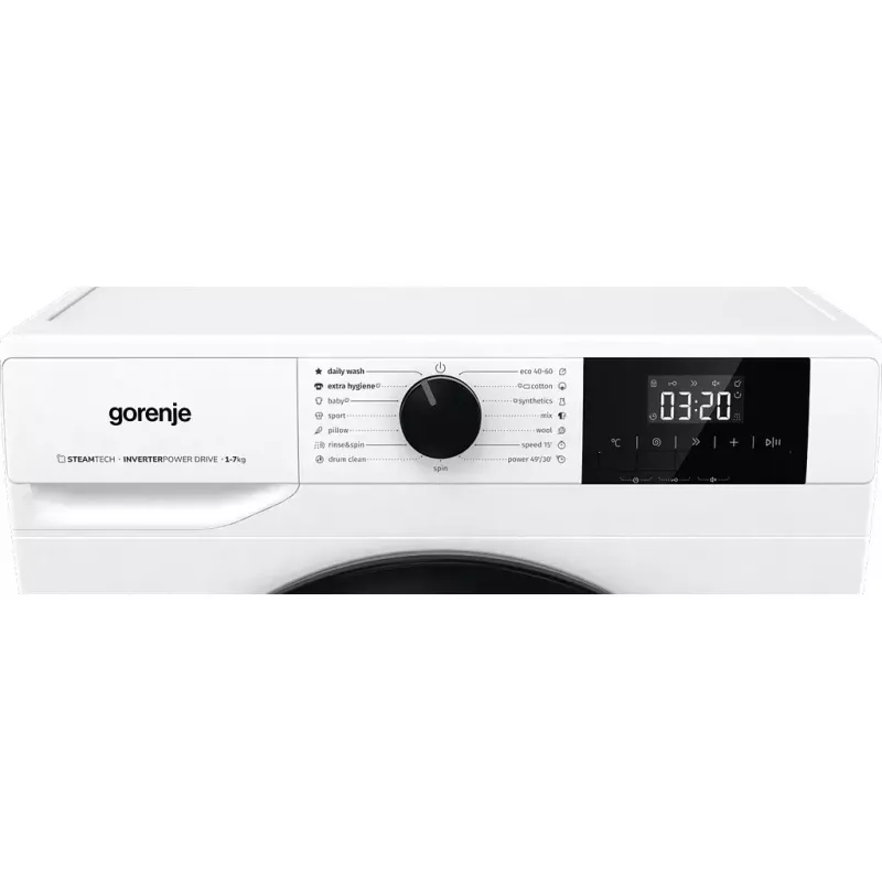 Lavadora Gorenje W3NGPI72SBS carga frontal 7 kg, 1200 rpm, LCD, vapor, 59,5×43,5 cm, clase energética B