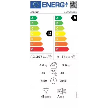 Lavadora-secadora Gorenje WD2PA964ADW 9 kg / 6 kg 1400 rpm