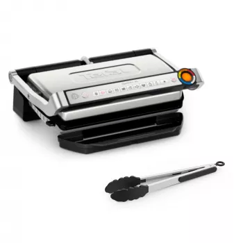 Parrilla de contacto Tefal OptiGrill + XL GC728D10, 2000 W, placas antiadherentes 800 cm², 9 programas, superficie de cocción 400×200 mm