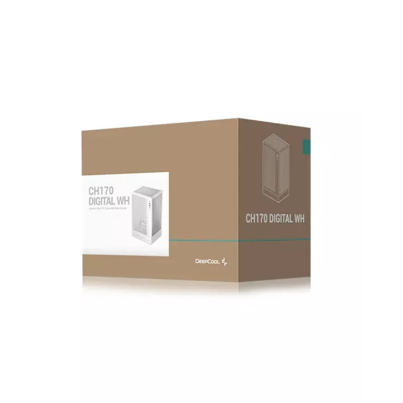 DeepCool CH170 Digital R-CH170-WHNPI0D-G-1 caja de PC Mini-ITX Mini Tower sin fuente de alimentación, 2x USB 3.0, USB-C, blanca