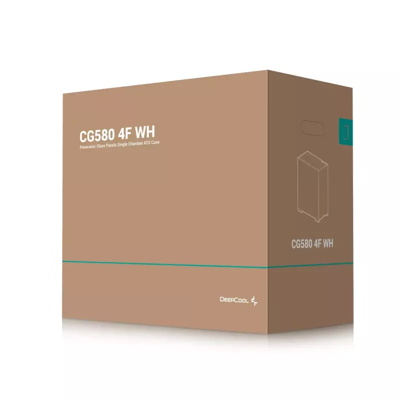 Caja de PC DeepCool CG580 4F WH semitorre ATX/Micro ATX/ITX, cristal templado, 3×120 mm + 120 mm trasero, blanca