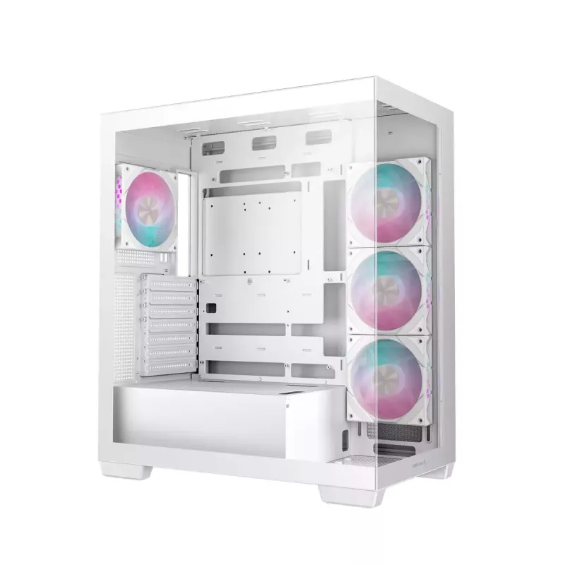 Caja de PC DeepCool CG580 4F WH semitorre ATX/Micro ATX/ITX, cristal templado, 3×120 mm + 120 mm trasero, blanca