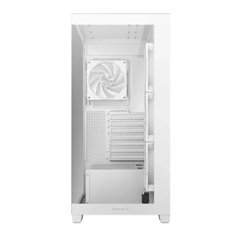 Caja de PC DeepCool CG580 4F WH semitorre ATX/Micro ATX/ITX, cristal templado, 3×120 mm + 120 mm trasero, blanca
