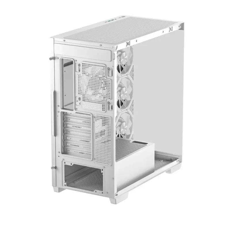 Caja de PC DeepCool CG580 4F WH semitorre ATX/Micro ATX/ITX, cristal templado, 3×120 mm + 120 mm trasero, blanca