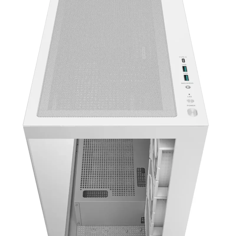 Caja de PC DeepCool CG580 4F WH semitorre ATX/Micro ATX/ITX, cristal templado, 3×120 mm + 120 mm trasero, blanca