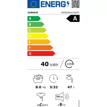 Lavadora de carga frontal Gorenje WPNEI82A1SWIFI 8 kg 1200 rpm Blanca