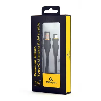Cable de carga y datos USB Type-C de silicona premium GEMBIRD, 1,5 m – Negro