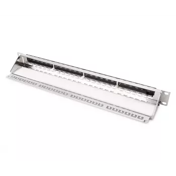 Panel de conexiones modular galvanizado DIGITUS - blindado 24 puertos 24 puertos en blanco 1U montaje en rack negro RAL 9005