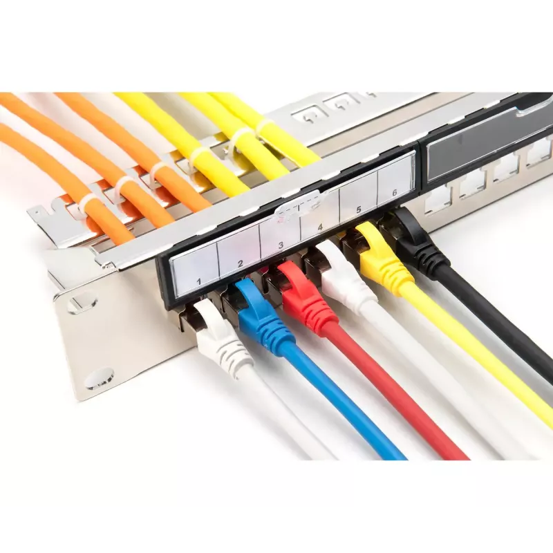 DIGITUS DN-91411-G panel de parcheo modular, 24 puertos, apantallado, galvanizado, montaje en rack de 19 pulgadas 1U, vacío, negro