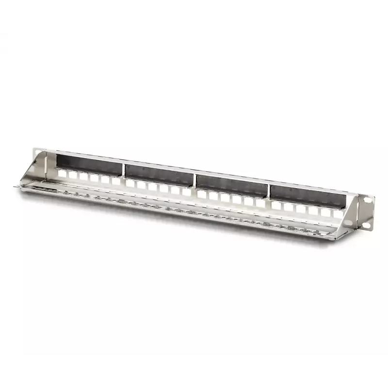 DIGITUS DN-91411-G panel de parcheo modular, 24 puertos, apantallado, galvanizado, montaje en rack de 19 pulgadas 1U, vacío, negro