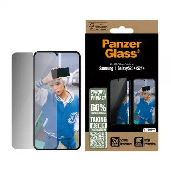 Protector de pantalla de privacidad PanzerGlass ® Samsung Galaxy S25+ | S24+ | Ultra-Wide Fit