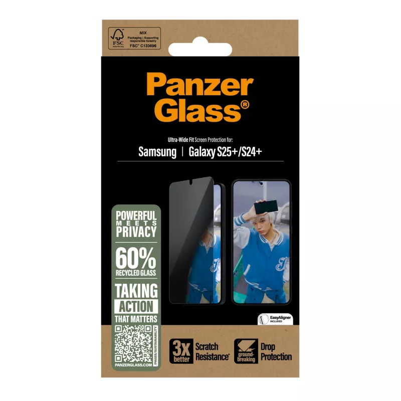 Protector de pantalla de privacidad PanzerGlass ® Samsung Galaxy S25+ | S24+ | Ultra-Wide Fit