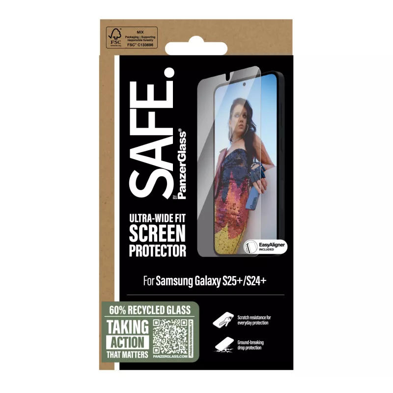 PanzerGlass SAFE. by ® Protector de pantalla Samsung Galaxy S25+ | S24+ | Ultra-Wide Fit con EasyAligner