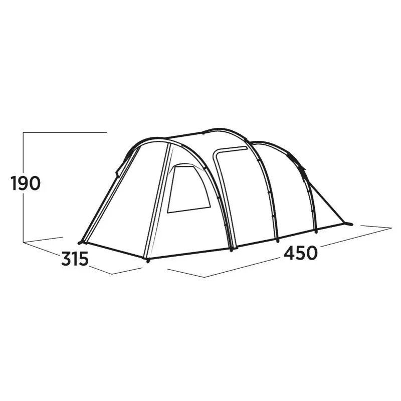 Tienda para cinco personas easy camp Hidra 5, verde — camping familiar, habitáculo común, resistente a la intemperie