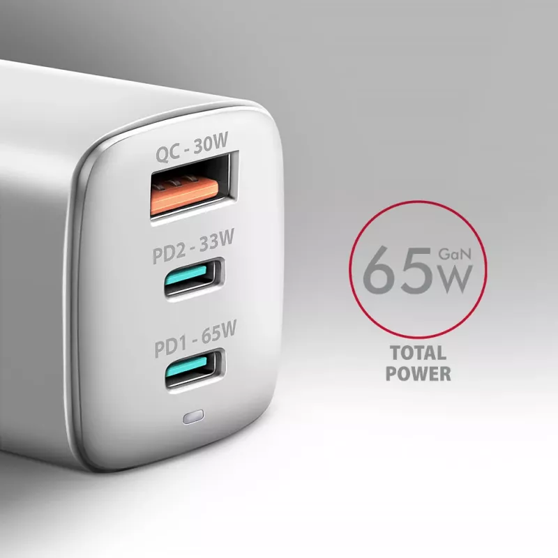 Axagon ACU-DPQ65W PD3.0 & QC4+ Cargador de pared con 3 SALIDAS 65W
