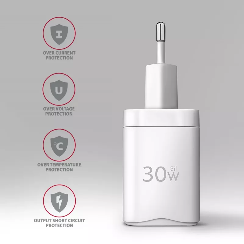 Cargador de pared Axagon ACU-PD30W 1x QC3.0/AFC/FCP/PD Type-C 30W blanco
