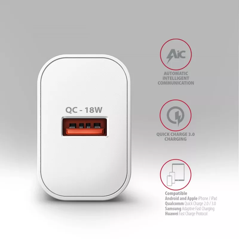 Axagon ACU-QC18W QC3.0 Cargador de pared con 1 SALIDA 18W
