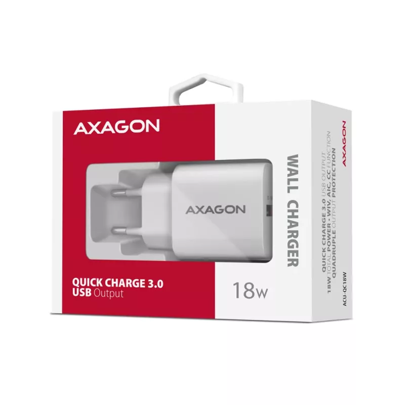 Axagon ACU-QC18W QC3.0 Cargador de pared con 1 SALIDA 18W