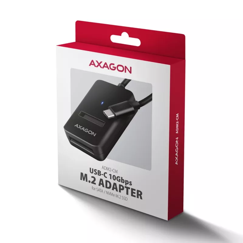 Axagon ADM2-CM Adaptador USB-C M.2 NVMe SATA 10Gbps negro