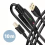 Axagon ADR-210B Cable activo de conexión/repetidor USB 2.0 conector macho A a conector macho B, 10 m