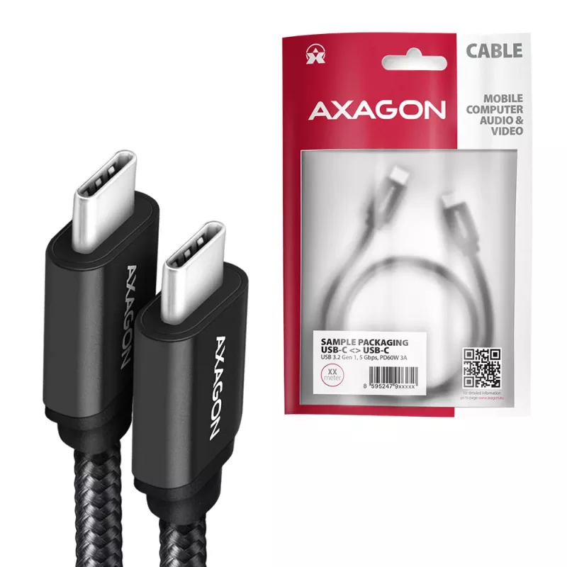 Axagon BUCM3-CM30AB SPEED Cable USB-C <> USB-C 3.2 Gen 1 3 m
