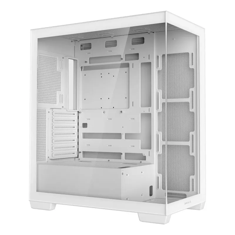 DeepCool CG580 WH R-CG580-WHNDA0-G-1 caja de PC Mid Tower, ATX/micro-ATX/Mini-ITX, 2x cristal templado, compatible con ventiladores de 120/140 mm, 2x bahías de 3,5 pulgadas + 3x bahías de 2,5 pulgadas, sin fuente de alimentación, blanca