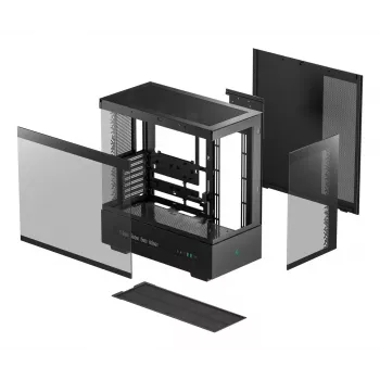 Caja de PC DeepCool CH690 DIGITAL torre negra — ATX/Micro-ATX/Mini-ITX, pantalla LCD, 3x2,5 pulgadas + 1x3,5 pulgadas bahías, GPU hasta 450 mm, ventilador de CPU 182 mm