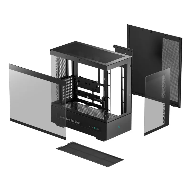 DeepCool CH690 Digital R-CH690-BKNNA0D-G-1 caja de PC Mid Tower, ATX/micro-ATX/Mini-ITX, 2x cristal templado, 1x bahía de 3,5 pulgadas + 3x bahías de 2,5 pulgadas, 8 ranuras de expansión, sin fuente de alimentación, negra
